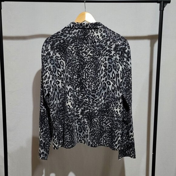 Lisa International jacket plus size grey black wild cat pattern stretchy leopard - Picture 2 of 11